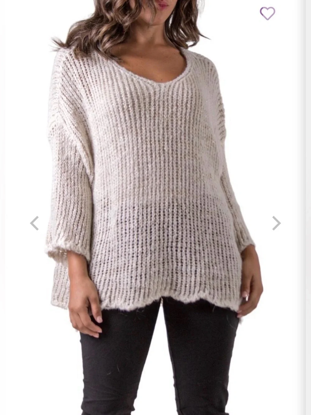 Gigi Moda Ampio Knit Sweater Open Weave Beige Mohair Dolman Oversized Italy OS